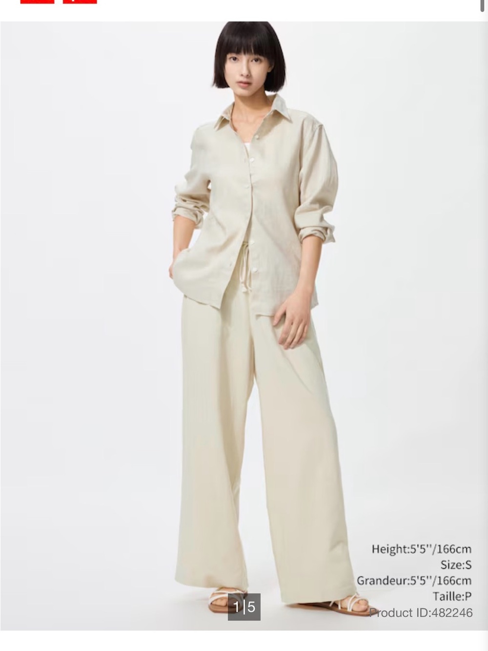 NWT - Uniqlo Linen blend Easy pants (natural beige)